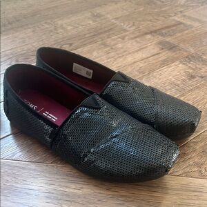 Classic TOMS Black Sequin Shoes 8.5